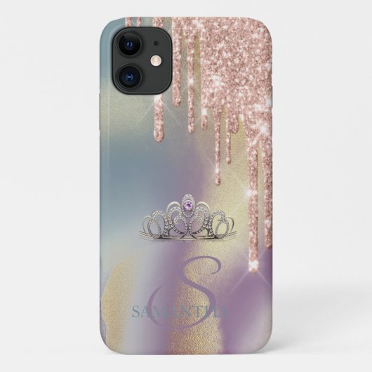 Elegant Chic Tiara Glitzer Tropfens Ombre Case-Mate iPhone Hülle (Rückseite)