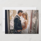 Elegant Chic Two Foto Wedding Vielen Dank Dankeskarte (Vorderseite)