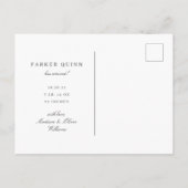 Elegant Chic Typografy Foto Birth Ankündigungspostkarte (Rückseite)