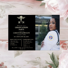 Elegant Chic Typografy Nurse Graduation Party Foi Folieneinladung