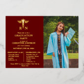 Elegant Chic Typografy Nurse Graduation Party Foi Folieneinladung (Vorderseite)