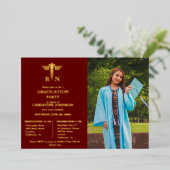 Elegant Chic Typografy Nurse Graduation Party Foi Folieneinladung (Stehend vorne)