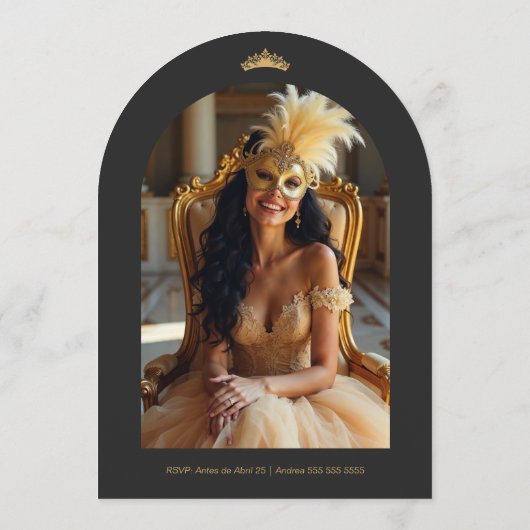Elegant Chic Venetian Mask Quinceañera Party Einladung (Rückseite)