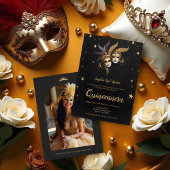 Elegant Chic Venetian Mask Quinceañera Party Einladung