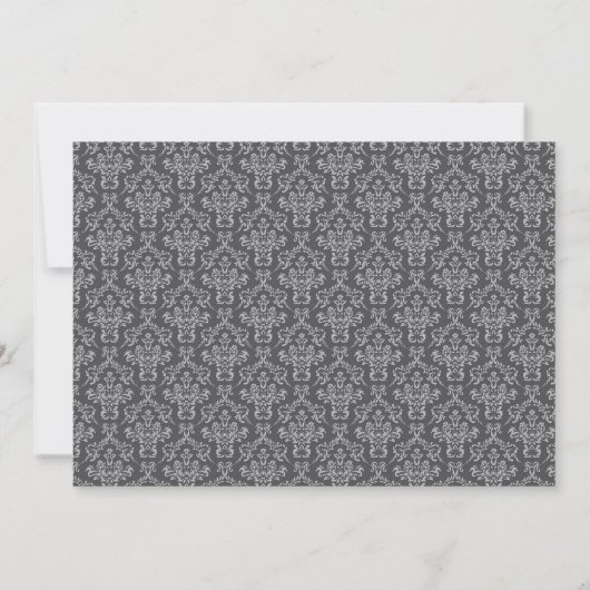 Elegant Chic Verziert Damask Gray Formal Wedding Einladung (Rückseite)