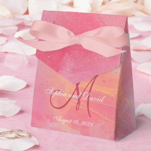 Elegant Chic Watercolor Pink Monogram Wedding  Geschenkschachtel (Hochzeit)
