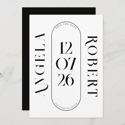 Elegant Chic Wedding Date Save The Date (Vorne/Hinten)