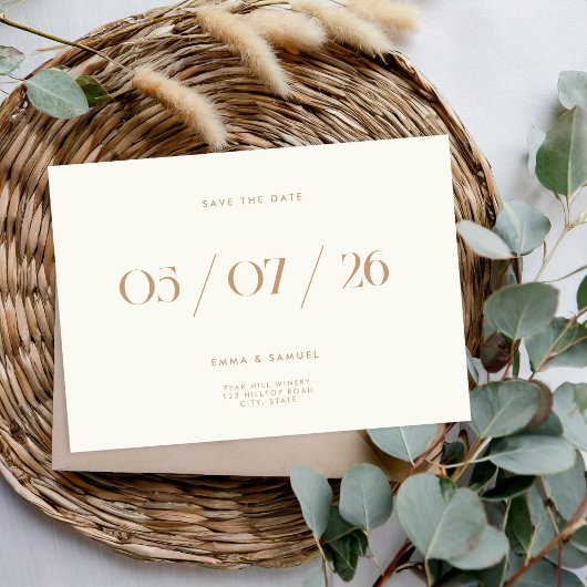 Elegant Chic Wedding Ivory Non-Foto Save the Date