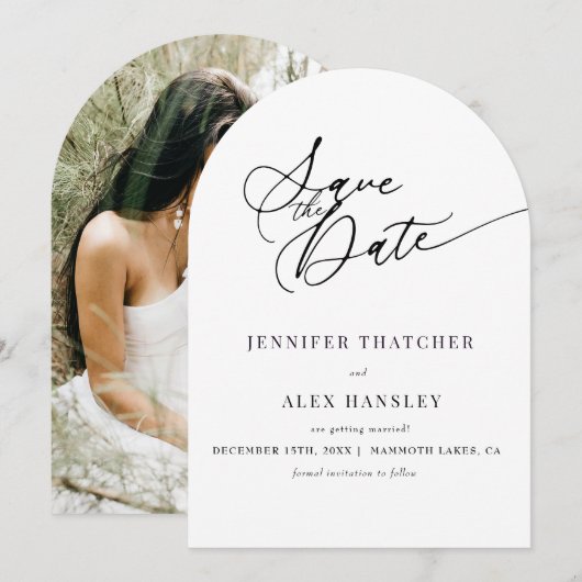 Elegant Chic Wedding Save the Date Einladung (Vorne/Hinten)