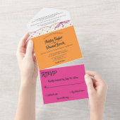 Elegant Chic Whimsical Script Boho Floral Wedding All In One Einladung (Abreißen)