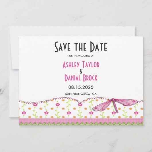 Elegant Chic Whimsical Script Boho Floral Wedding Save The Date (Vorderseite)