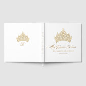 Elegant Chic White Gold Quinceanera Gästebuch (Voll)