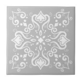 Elegant Chic White Gray Azulejo Style Muster A01c Fliese (Vorderseite)