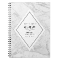 Elegant Chic White Gray Marble Wedding Gästebuch