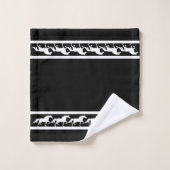 Elegant, Chic White Horses on Black Badhandtuch Set (Waschlappen)