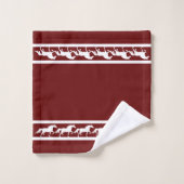 Elegant, Chic White Horses on Maroon Badhandtuch Set (Waschlappen)