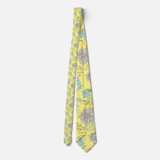 Elegant Chic Wildblume Yellow Neck Tie Krawatte (Rückseite)