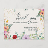 Elegant Chic Wildblumen Blumenhochzeit Danke Postkarte (Vorderseite)