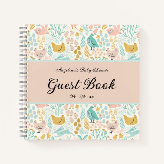 Elegant Chicken Baby Shower Guestbook Notebook Notizblock (Vorderseite)