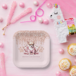 Elegant Chihuahua mit Glitzer Birthday Party Pappteller