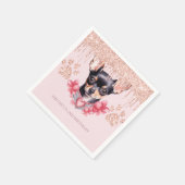 Elegant Chihuahua mit Glitzer Birthday Party Serviette (Ecke)