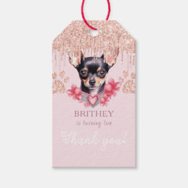 Elegant Chihuahua mit Glitzer Geburtstag Geschenkanhänger