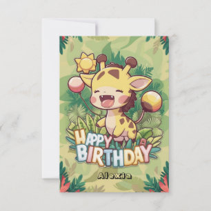 Elegant Children Giraffe Birthday Karte