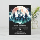 Elegant Children Wolf Birthday Einladung (Stehend Vorderseite)