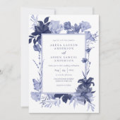 Elegant Chinaware Blue Floral Wedding Einladung (Vorderseite)