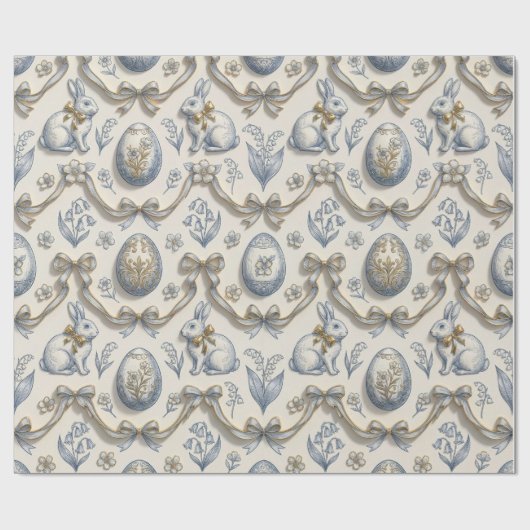 Elegant Chinoiserie Easter Bunny & Vintage Toile  Geschenkpapier (Flach)