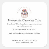 Elegant Chocolate Berry Cake Bakery Ingredient Quadratischer Aufkleber (Vorderseite)