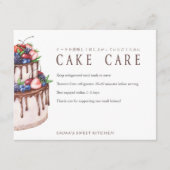 Elegant Chocolate Berry Cake Care Instructions Dankeskarte (Vorderseite)