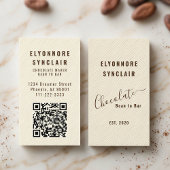 Elegant Chocolate Embossed Texture Look QR Code Visitenkarte