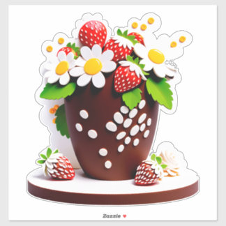 Elegant Chocolate Vase Bouquet With Strawberries Aufkleber