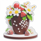 Elegant Chocolate Vase Bouquet With Strawberries Aufkleber (Vorderseite)