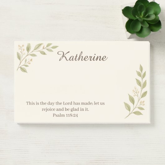 Elegant Christian Botanical Sticky Notes 10"x6" Post-it Klebezettel (Büro)
