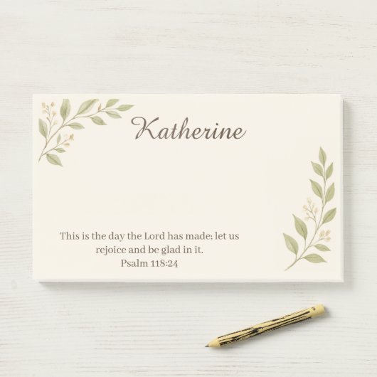 Elegant Christian Botanical Sticky Notes 10"x6" Post-it Klebezettel (Auf Schreibtisch)