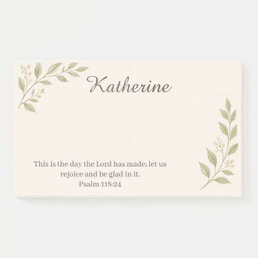 Elegant Christian Botanical Sticky Notes 10"x6" Post-it Klebezettel (Vorderseite)