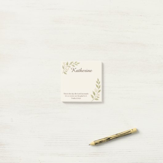 Elegant Christian Botanical Sticky Post-It Notes Post-it Klebezettel (Auf Schreibtisch)