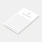 Elegant Christian cross name lined white Post-it Klebezettel (angewinkelt)