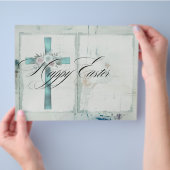 Elegant Christian Easter Teal Blue Scrapbook Paper Flyer (Hand)