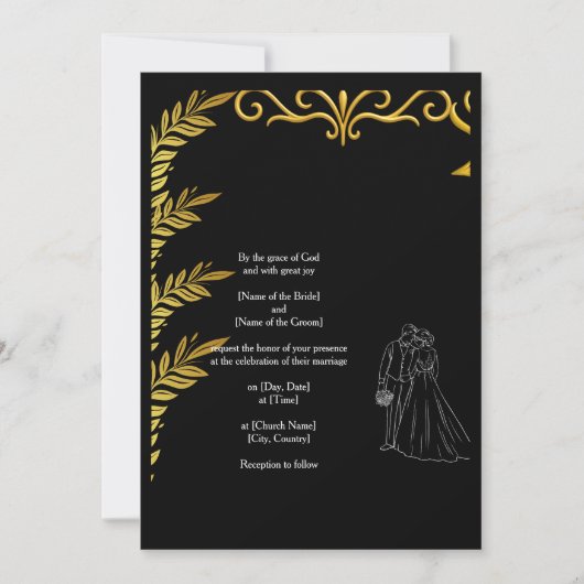 Elegant Christian Wedding Invitation | Gold Floral Einladung (Vorderseite)