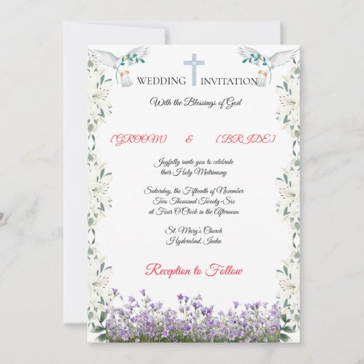 Elegant Christian Wedding Invitation Template Einladung (Vorderseite)