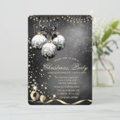 Elegant Christmas Balls Sparkle Christmas Party  Einladung (Stehend Vorderseite)