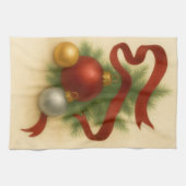 Elegant Christmas Baubles & Ribbon Tea Towel Geschirrtuch (Horizontal)