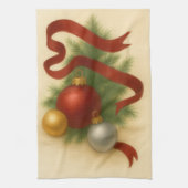 Elegant Christmas Baubles & Ribbon Tea Towel Geschirrtuch (Vertikal)