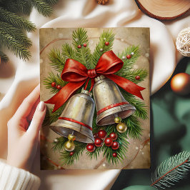 Elegant Christmas bells decoupage paper holly Seidenpapier
