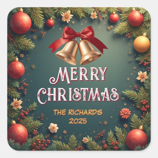 Elegant Christmas Bells Editable Sticker (Vorderseite)