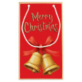 Elegant Christmas Bells Red Holiday Art Kleine Geschenktüte (Rückseite)