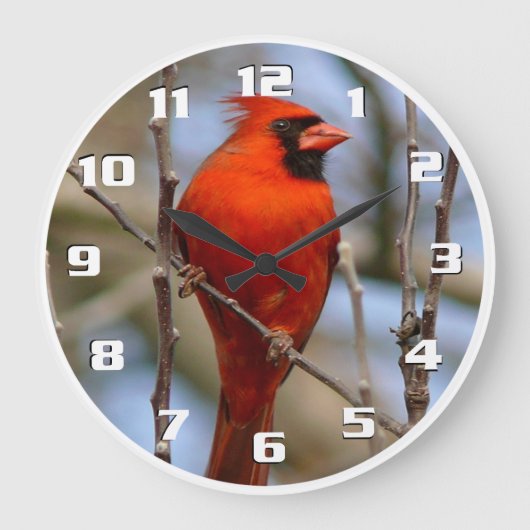 Elegant Christmas bird Große Wanduhr (Vorderseite)